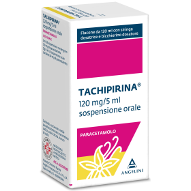 Tachipirina 120 mg/5 ml sospensione orale 120 mg/5 ml sospensione orale gusto vaniglia caramello 1 flacone in pet da 120 ml con