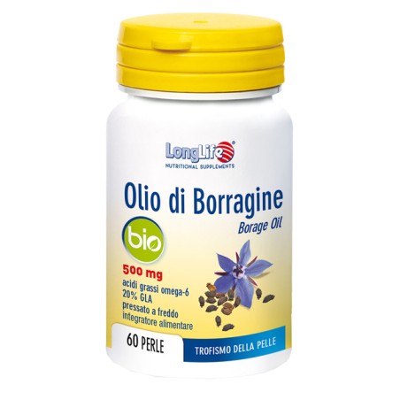 LongLife Olio di Borragine Bio Integratore per pelle e articolazioni 60 perle LongLife Olio di Borragine Bio Integratore per pelle e articolazioni 60 perle