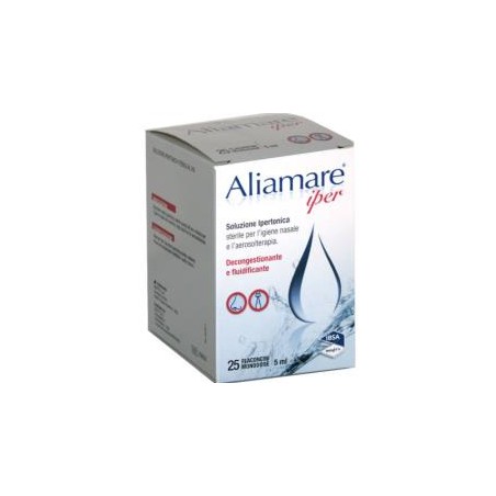 Aliamare Iper Soluzione Ipertonica per Igiene Nasale e Aerosol 25 Flaconcini da 5ml Aliamare Iper Soluzione Ipertonica per Igiene Nasale e Aerosol 25 Flaconcini da 5ml