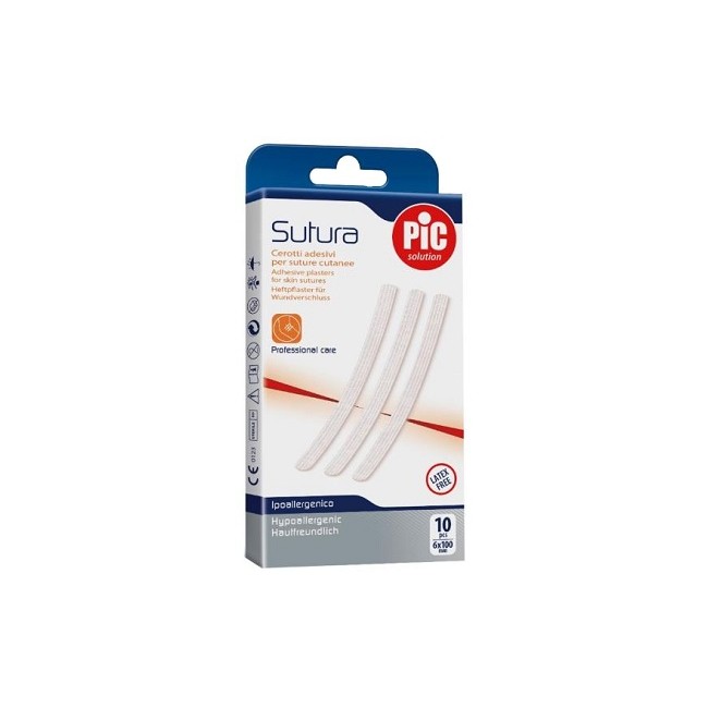 Cerotto per sutura pic solution 6 x 100 mm 10 pezzi Cerotto per sutura pic solution 6 x 100 mm 10 pezzi