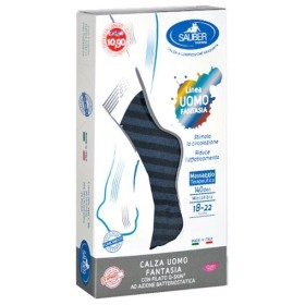 Sauber calza uomo fantasia q-skin 140 den blu riga larga denim taglia g promo