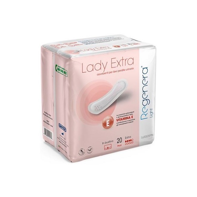 Regenera light lady extra assorbenti anatomici e traspiranti leggere perdite urinarie pack bi-fila 20 pezzi Regenera light lady extra assorbenti anatomici e traspiranti leggere perdite urinarie pack bi-fila 20 pezzi