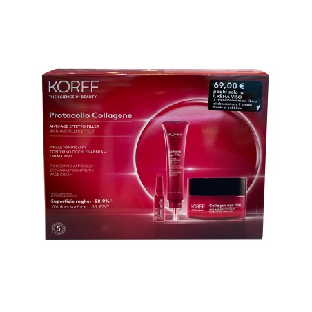 Korff Cofanetto Collagen Crema 50 ml + 7 fiale 1 ml + 1 antirughe occhi labbra 15 ml Korff Cofanetto Collagen Crema 50 ml + 7 fiale 1 ml + 1 antirughe occhi labbra 15 ml