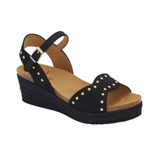 Calzatura marbella sandal nubuck+metal details woman black tecnologia bioprint materiale nubuck + applicazioni fodera tomaia mic