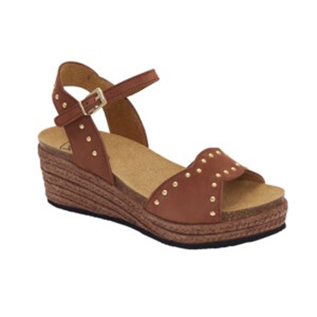 Calzatura marbella sandal nubuck+metal details woman cognac tecnologia bioprint materiale nubuck + applicazioni fodera tomaia mi