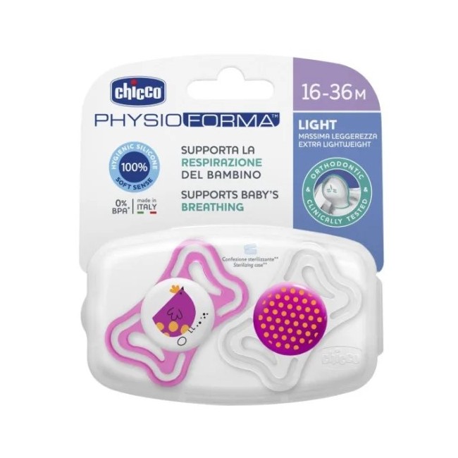 Chicco Succhietto Light Rosa Silicone 16-36m 2 Pezzi