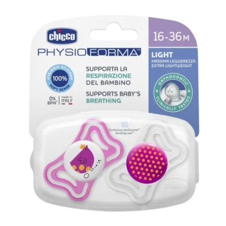 Chicco Succhietto Light Rosa Silicone 16-36m 2 Pezzi Chicco Succhietto Light Rosa Silicone 16-36m 2 Pezzi