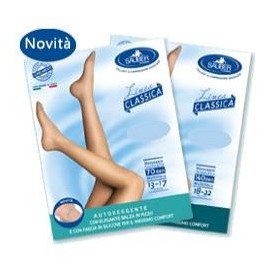 Sauber calza autoreggente 140 denari maglia microrete nero 5 linea classica