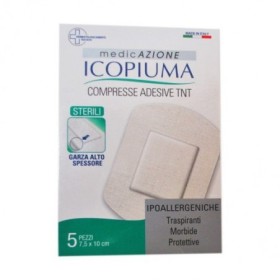 Icopiuma Garza Compressa Adesiva in Tessuto Non Tessuto 10x7,5 cm 5 pezzi