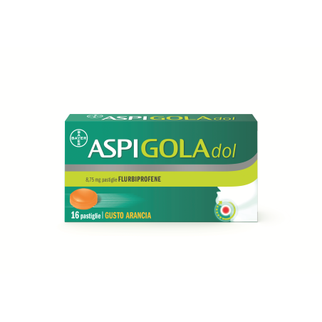 Aspigoladol 8,75 mg Pastiglie gusto arancia per il mal di gola16 pastiglie Aspigoladol 8,75 mg Pastiglie gusto arancia per il mal di gola16 pastiglie