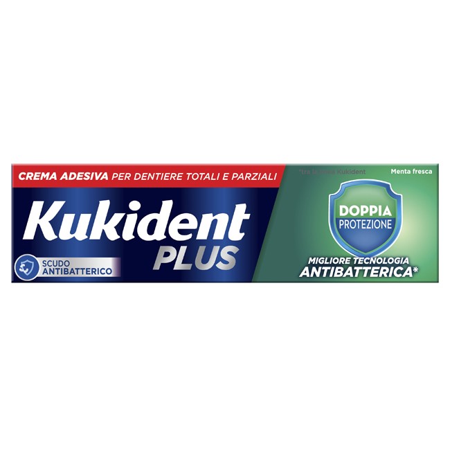 Kukident plus doppia protezione crema adesiva dentiere 40 g