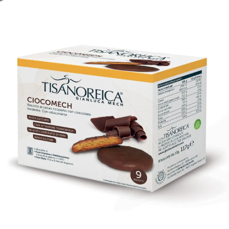 Tisanoreica Cioco Mech Biscotti al Cacao Ricoperti di Cioccolato Fondente - Confezione da 9 biscotti Tisanoreica Cioco Mech Biscotti al Cacao Ricoperti di Cioccolato Fondente - Confezione da 9 biscotti