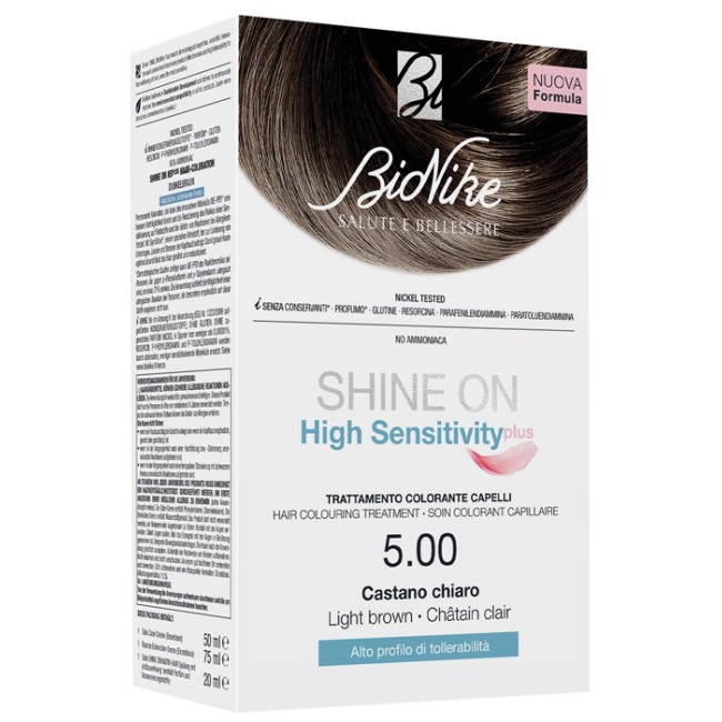 Shine on high sensitivity plus castano chiaro 5,00 rivelatore in crema 75 ml + crema colorante 50 ml