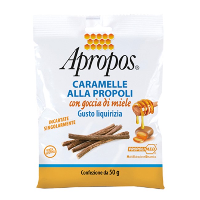 Apropos caramelle alla propoli con goccia di miele gusto liquirizia 50 g Apropos caramelle alla propoli con goccia di miele gusto liquirizia 50 g