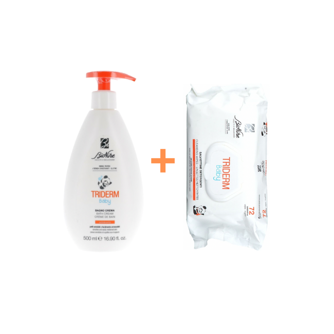Bionike Triderm baby bipack Bagno Crema 500 ml + Salviettine 72 pezzi