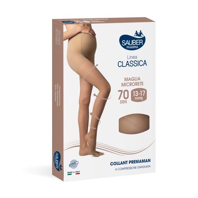 Sauber Collant 70 Denari Premaman Maglia Microrete Neutro Beige 2 Linea Classica