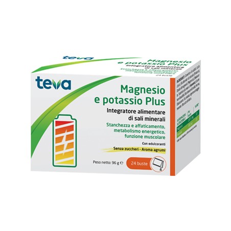 Magnesio Potassio Plus Teva 24 Bustine Senza Zuccheri Aroma Agrumi Magnesio Potassio Plus Teva 24 Bustine Senza Zuccheri Aroma Agrumi