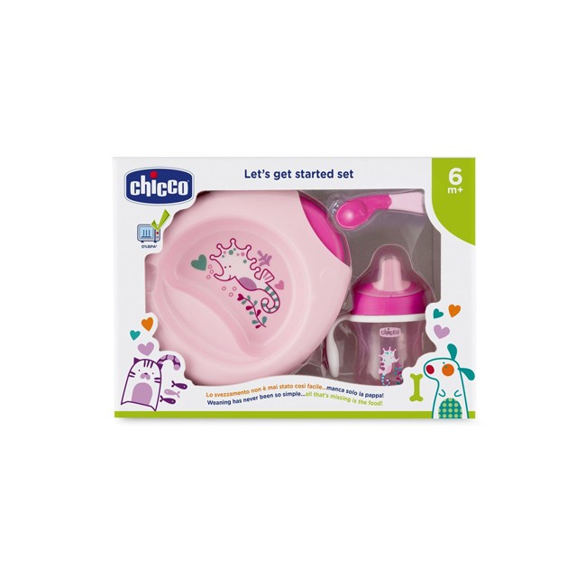 Chicco Set Pappa 6m+ Rosa Con Cucchiaio Rosa Chicco Set Pappa 6m+ Rosa Con Cucchiaio Rosa