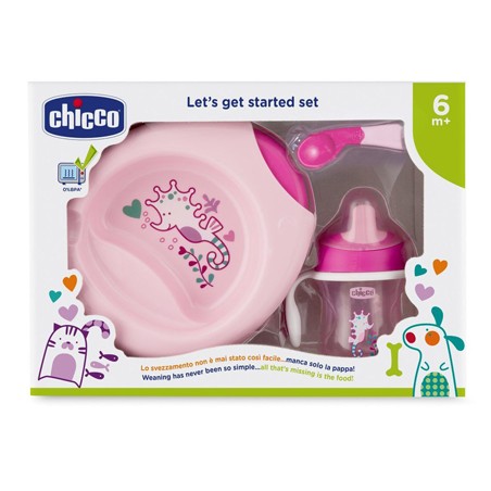 Chicco Set Pappa 6m+ Rosa Con Cucchiaio Rosa Chicco Set Pappa 6m+ Rosa Con Cucchiaio Rosa