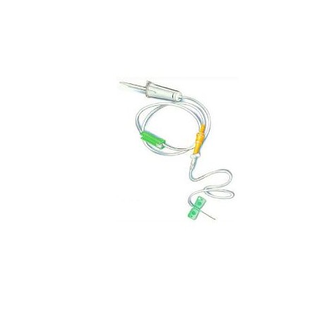 Deflussore con Ago 120 cm per flebo con regolatore di flusso Deflussore con Ago 120 cm per flebo con regolatore di flusso