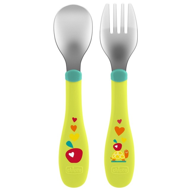 Chicco Posate Inox 18m+ Verde Chicco Posate Inox 18m+ Verde