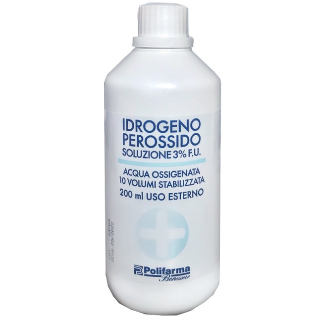 Polifarma Perossido Idrogeno 3% 200 Ml Acqua Ossigenata 10 Volumi Stabilizzata