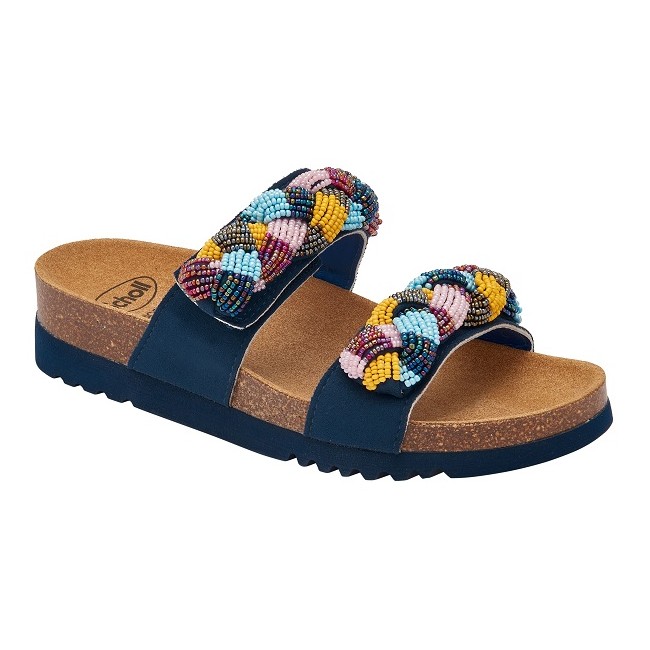 Scholl Calzatura Nice Microfibre+beaded Bride W Navy Blue/multi 38
