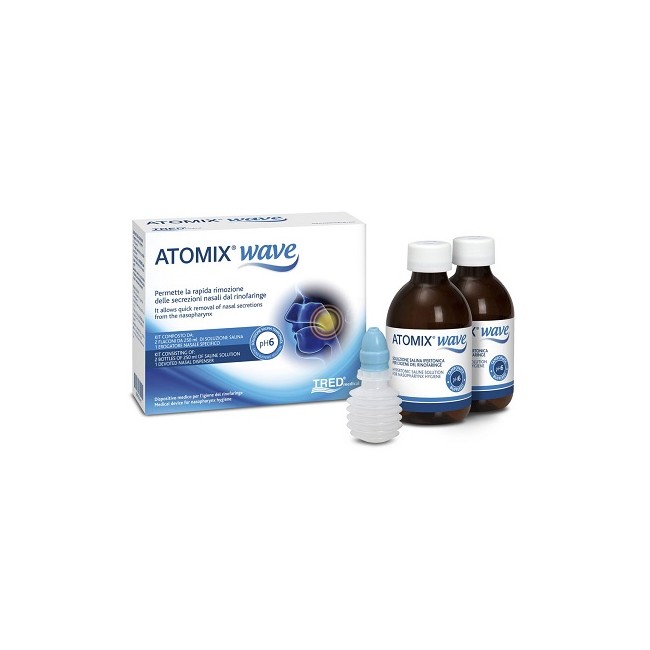 Tred Medical Atomix Wave Dispositivo Per Igiene Rinofaringea Atomix Soluzione Salina 250 Ml 2 Pezzi + Terminale Nasale + Erogato Tred Medical Atomix Wave Dispositivo Per Igiene Rinofaringea Atomix Soluzione Salina 250 Ml 2 Pezzi + Terminale Nasale + Erogato