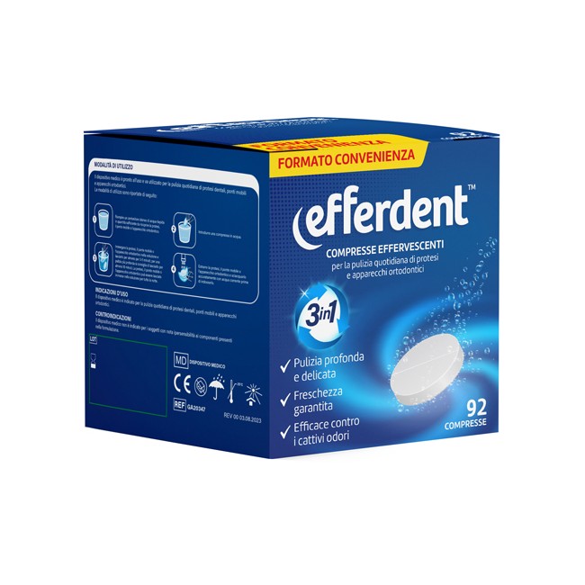 Efferdent per pulizia protesi e apparecchi ortodontici 92 compresse effervescenti