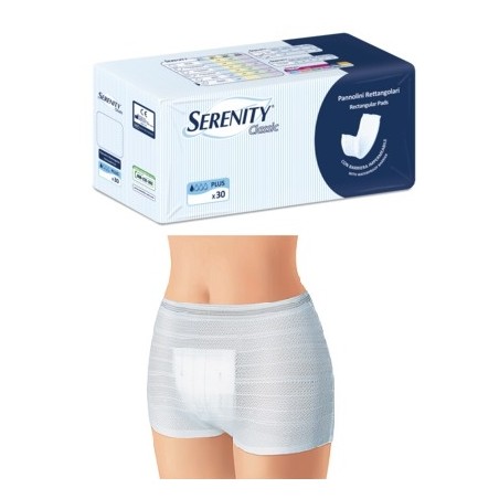 Pannolone per incontinenza formato rettangolare con barriera serenity 30 pezzi