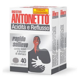Chiesi Farmaceutici Digestivo Antonetto Acidita' E Reflusso 80 Compresse Masticabili 2 Astucci Da 40 Compresse