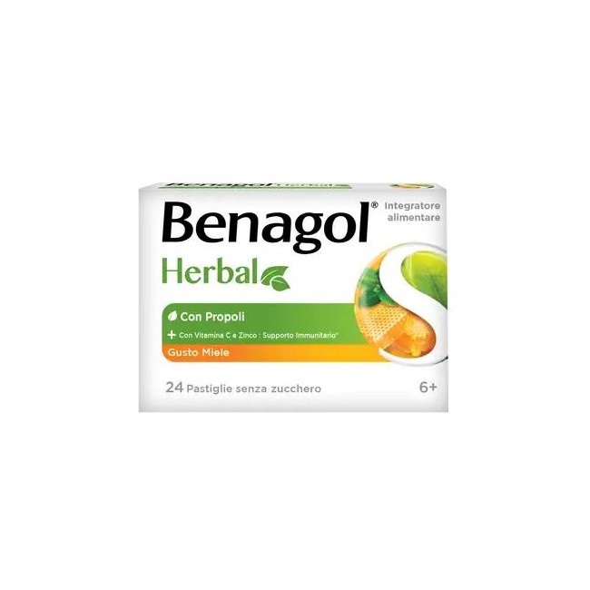 Reckitt Benckiser Benagol Herbal Miele 24 Pastiglie
