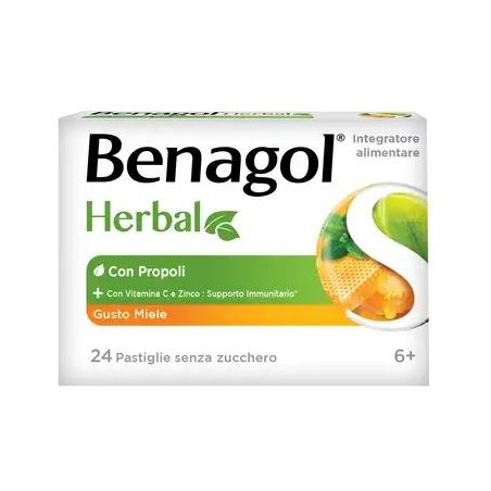 Reckitt Benckiser Benagol Herbal Miele 24 Pastiglie Reckitt Benckiser Benagol Herbal Miele 24 Pastiglie