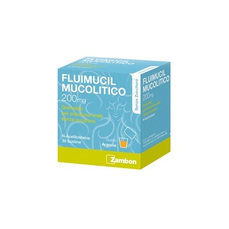 Zambon Fluimucil Mucolitico 200 Mg Granulato Per Soluzione Orale Senza Zucchero N-acetilcisteina 30 bustine Zambon Fluimucil Mucolitico 200 Mg Granulato Per Soluzione Orale Senza Zucchero N-acetilcisteina 30 bustine