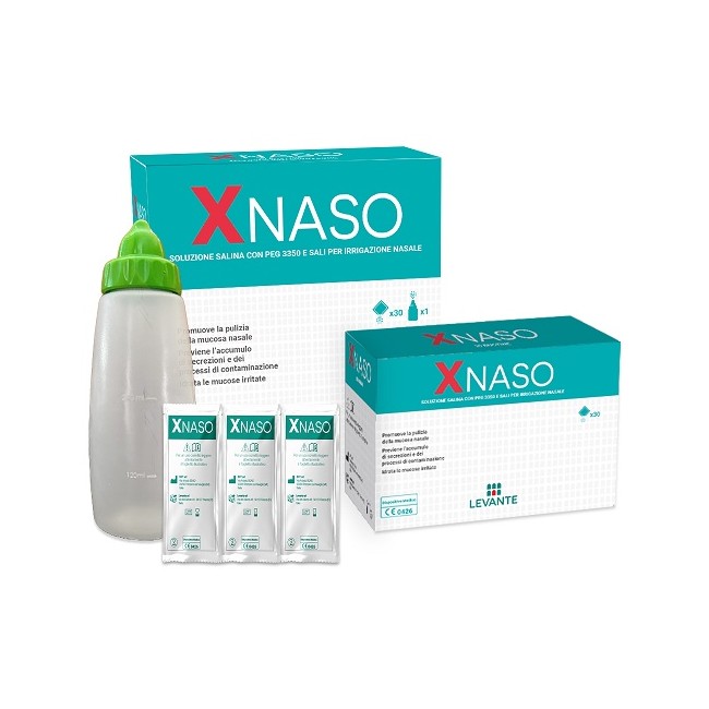 Levante Soluzione Salina Con Peg 3350 E Sali Per Irrigazione Nasale Xnaso 30 Bustine + 1 Erogatore Levante Soluzione Salina Con Peg 3350 E Sali Per Irrigazione Nasale Xnaso 30 Bustine + 1 Erogatore