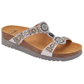 Scholl Calzatura New Bogota' Wedge Satin+beads W Silver/pewter 42
