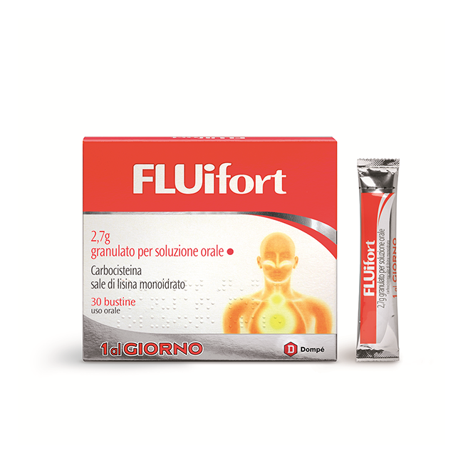 Fluifort 2,7 g Granulato Mucolitico per la tosse e catarro 30 bustine Fluifort 2,7 g Granulato Mucolitico per la tosse e catarro 30 bustine
