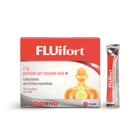 Fluifort 2,7 g Granulato Mucolitico per la tosse e catarro 30 bustine Fluifort 2,7 g Granulato Mucolitico per la tosse e catarro 30 bustine