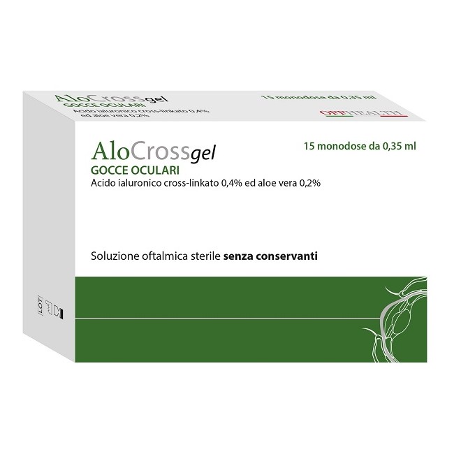 OffHealth Alocross Soluzione Oftalmica Acido Ialuronico Cross-linkato 0,2% E Aloe Vera 15 Monodose Da 0,35 Ml