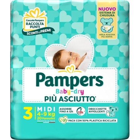 Fater Pampers Baby Dry Pannolino Downcount Midi 20 Pezzi Fater Pampers Baby Dry Pannolino Downcount Midi 20 Pezzi