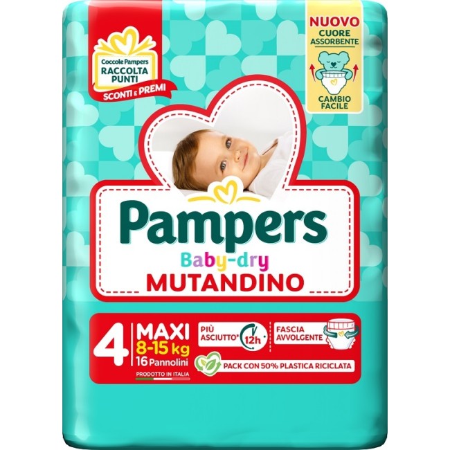 Fater Pampers Baby Dry Pannolino Mutandina Maxi Small Pack 16 Pezzi Fater Pampers Baby Dry Pannolino Mutandina Maxi Small Pack 16 Pezzi