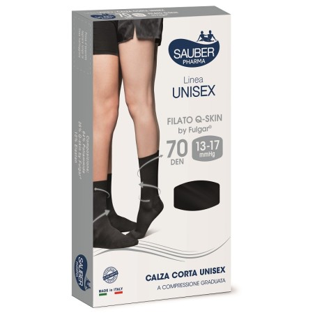 Sauber 13-17 mmHg Nero S Q-Skin 70 Denari Calza corta unisex Sauber 13-17 mmHg Nero S Q-Skin 70 Denari Calza corta unisex