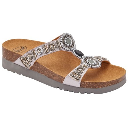 Scholl Calzatura New Bogota' Wedge Satin+beads W Silver/pewter 35 Scholl Calzatura New Bogota' Wedge Satin+beads W Silver/pewter 35
