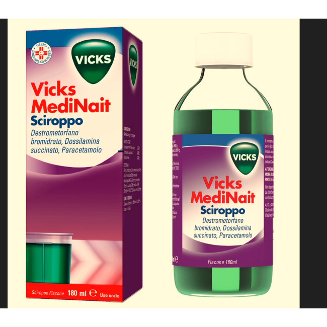 Vicks MediNait sciroppo per tosse, raffreddore e febbre 180 ml Vicks MediNait sciroppo per tosse, raffreddore e febbre 180 ml
