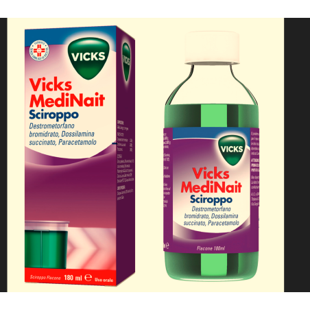 Vicks MediNait sciroppo per tosse, raffreddore e febbre 180 ml Vicks MediNait sciroppo per tosse, raffreddore e febbre 180 ml