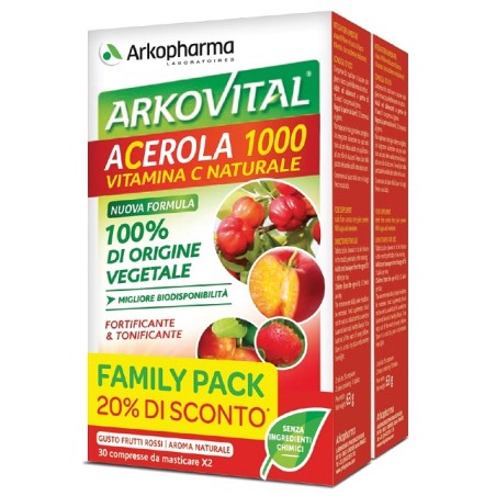 Arkopharma Arkovital Acerola 1000 Pack Family 60 Compresse Arkopharma Arkovital Acerola 1000 Pack Family 60 Compresse