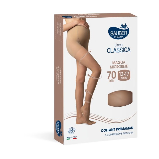 Sauber collant 70 denari premaman maglia microrete neutro beige 3 linea classica