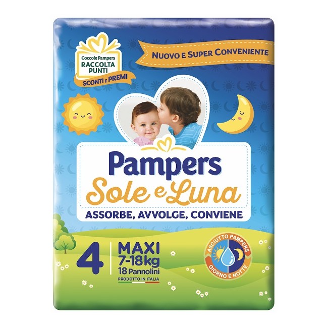 Fater Pannolino Per Bambino Pampers Sole & Luna Maxi 18 Pezzi