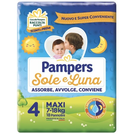 Fater Pannolino Per Bambino Pampers Sole & Luna Maxi 18 Pezzi
