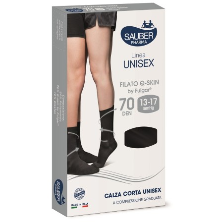 Sauber 13-17 mmHg Nero XL Q-Skin 70 Denari Calza corta unisex Sauber 13-17 mmHg Nero XL Q-Skin 70 Denari Calza corta unisex